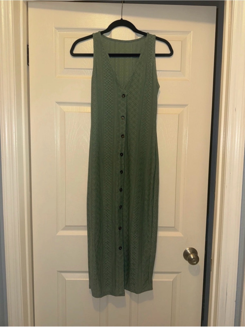 SHEIN Green Sleeveless Button-Front Maxi Dress